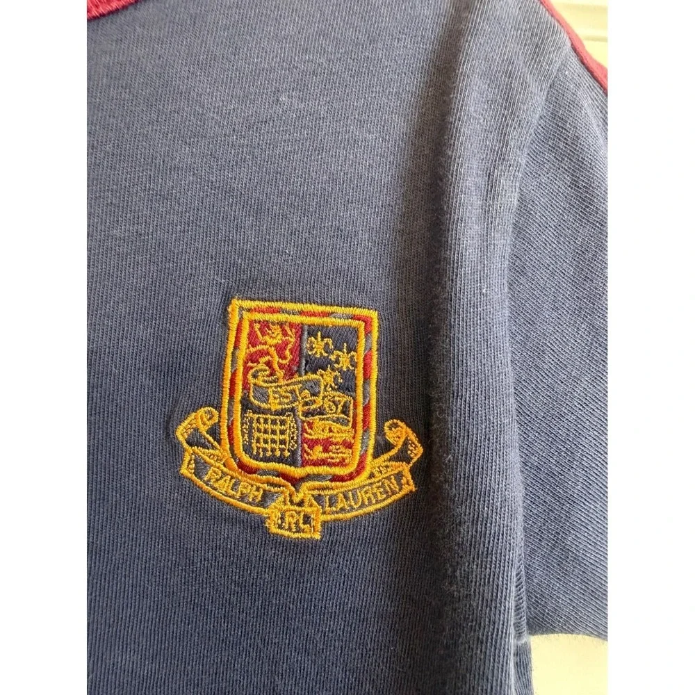 23.Polo Ralph Lauren Kids Navy Blue Burgundy Ringer Crest T-Shirt 2/2T NWT